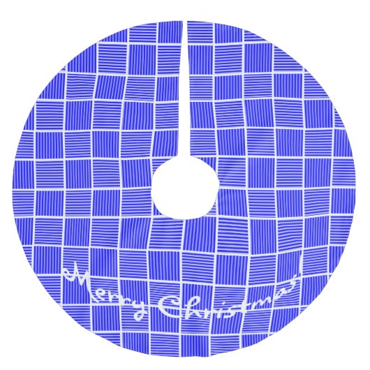 Christmas Squares Blue n White Polyester Weihnachtsbaumdecke (Vorderseite)