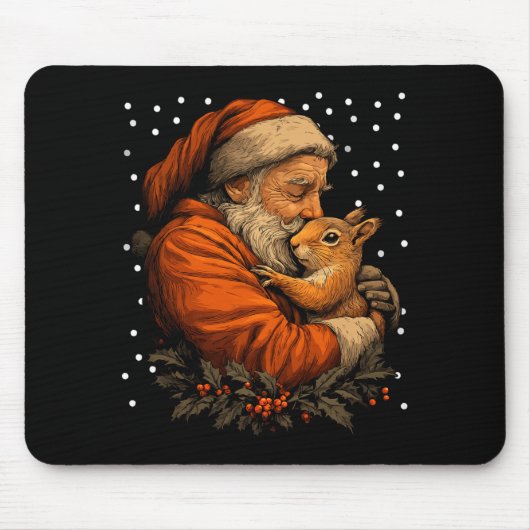 Christmas Squirrel And Santa Claus Forest Animal W Mousepad (Vorne)
