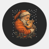 Christmas Squirrel And Santa Claus Forest Animal W Runder Aufkleber (Vorderseite)