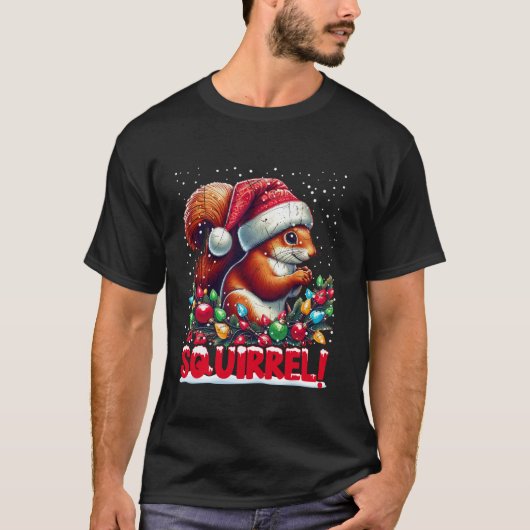 Christmas SQUIRREL Candy Cane Santa Hat Family Xma T-Shirt (Vorderseite)