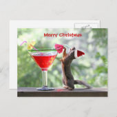 Christmas Squirrel Drinking a Cocktail Feiertagspostkarte (Vorne/Hinten)