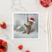 Christmas Squirrel Hanging From an Icicle Serviette (Beispiel)