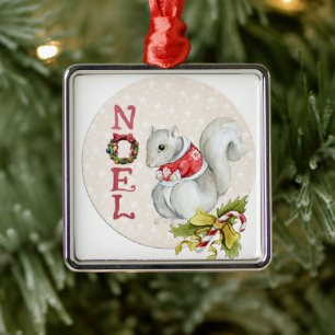 Christmas Squirrel Illustration Ornament Aus Metall