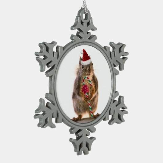 Christmas Squirrel Pewter Snowflake Ornament (Links)