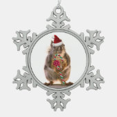 Christmas Squirrel Pewter Snowflake Ornament (Vorderseite)