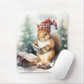 Christmas Squirrel reading Mousepad (Mit Mouse)