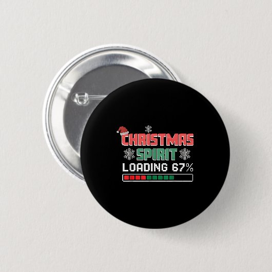 Christmas Srit Loading 67% Funny Six Seven 6 7 Chr Button (Vorne & Hinten)