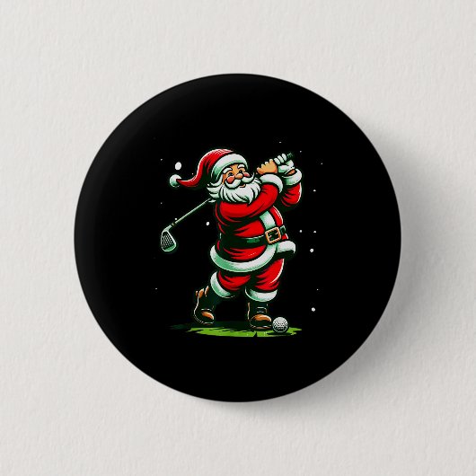 Christmas Srts, Santa Plays Golf Xmas Women Men &a Button (Vorderseite)