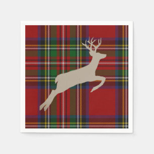 Christmas Stag Stuart Kariert Tartan Serviette