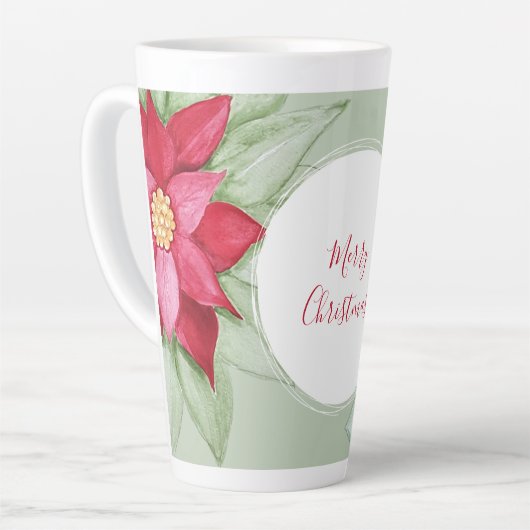 Christmas Star Poinsettia Wasserfarbe Handgemalt Milchtasse (Linke Ecke)