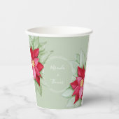 Christmas Star Poinsettia Wasserfarbe Handgemalt Pappbecher (Vorderseite)