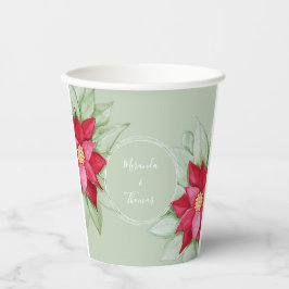 Christmas Star Poinsettia Wasserfarbe Handgemalt Pappbecher