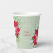 Christmas Star Poinsettia Wasserfarbe Handgemalt Pappbecher (Rückseite)