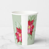 Christmas Star Poinsettia Wasserfarbe Handgemalt Pappbecher (Rechts)