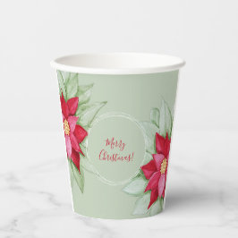 Christmas Star Poinsettia Wasserfarbe Handgemalt Pappbecher