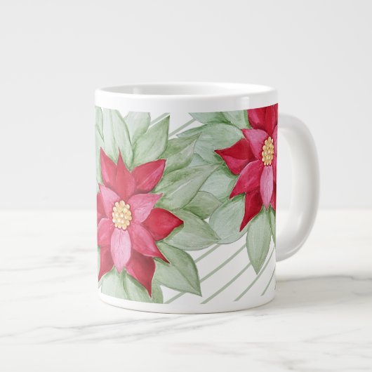 Christmas Star Poinsettia Watercolor Jumbo-Tasse (Vorderseite Rechts)