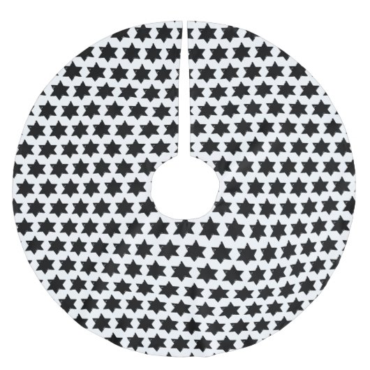 Christmas Star Potato Print Polyester Weihnachtsbaumdecke (Vorderseite)