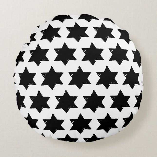 Christmas Star Potato Print Rundes Kissen (Vorderseite)