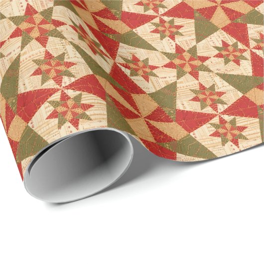 Christmas Star Quilt Geschenkpapier (Rolleneckpunkt)