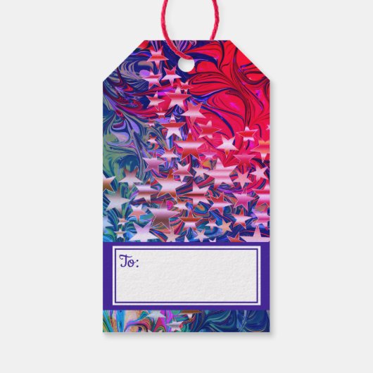 CHRISTMAS STARS | Abstrakter Winter | Lila KUNDE Geschenkanhänger (Rückseite)