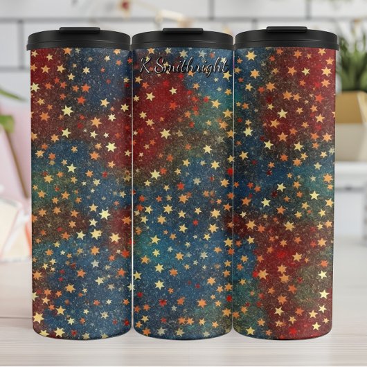 Christmas Stars Glitter Festive Thermosbecher