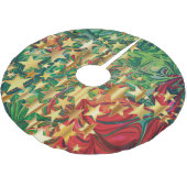 CHRISTMAS STARS Red Green Imitats Gold Retro Abstr Polyester Weihnachtsbaumdecke (Schrägansicht)