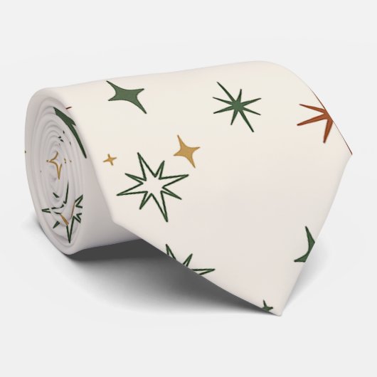 Christmas Stars & Sparkles Pattern Krawatte (Gerollt)
