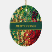 CHRISTMAS STARTET Personalisierte rote grüne Imita Keramik Ornament (Rechts)