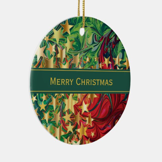 CHRISTMAS STARTET Personalisierte rote grüne Imita Keramik Ornament (Rechts)