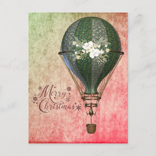 Christmas Steampunk Balloon Postkarte (Vorderseite)