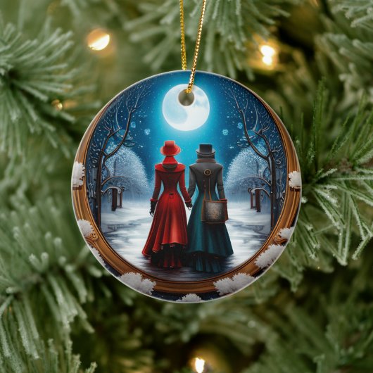Christmas Steampunk Couple Keramik Ornament (Baum)