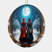 Christmas Steampunk Couple Keramik Ornament (Links)