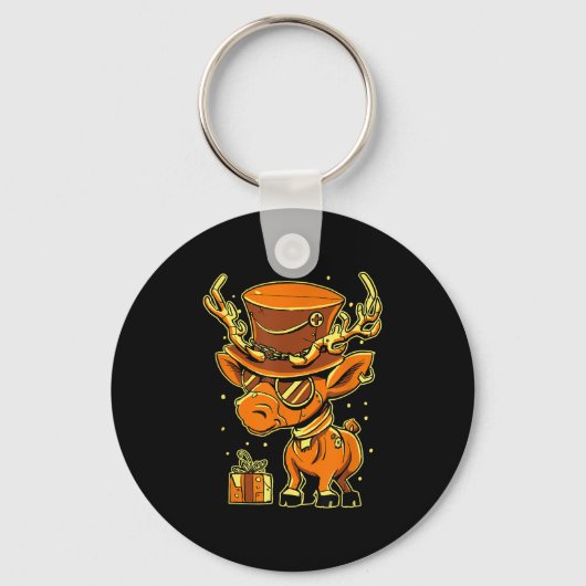 Christmas Steampunk Fancy Dress Reindeer  Schlüsselanhänger (Vorderseite)