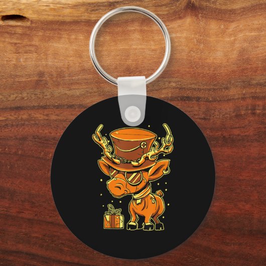 Christmas Steampunk Fancy Dress Reindeer  Schlüsselanhänger (Vorderseite)