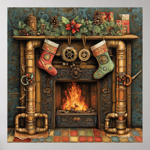 Christmas Steampunk Feuerplatz Poster