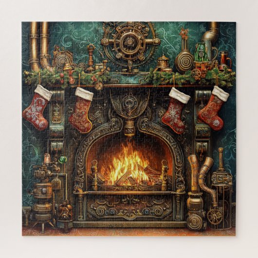 Christmas Steampunk Feuerplatz Puzzle (Vertikal)