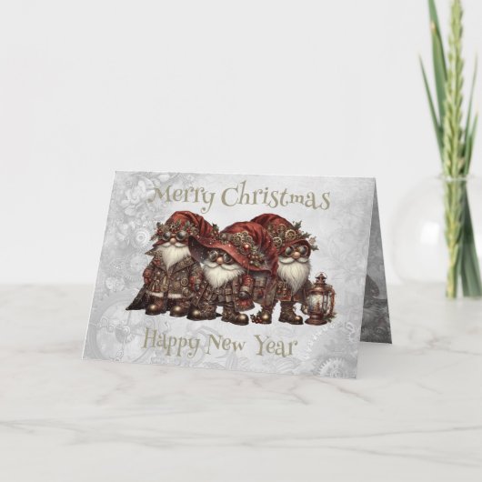 Christmas Steampunk Gnome Karte (Vorderseite)