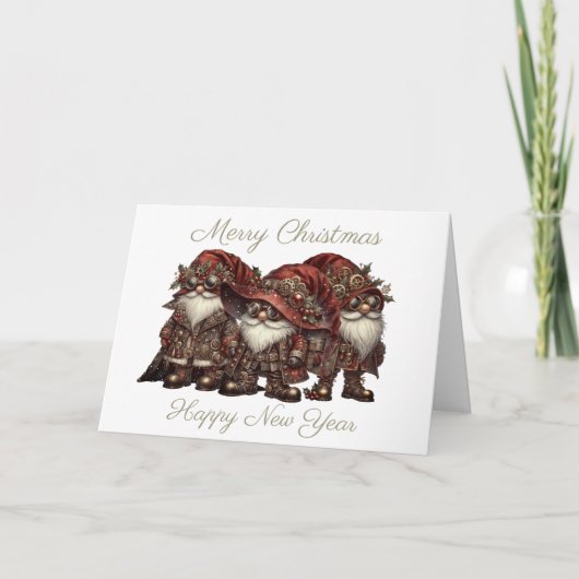 Christmas Steampunk Gnome Karte (Vorderseite)