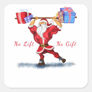 Christmas Sticker Bodybuilder Santa with Gifts Fun