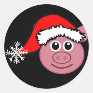 *CHRISTMAS STICKER* MIT **CHRISTMAS PIGGIE** RUNDER AUFKLEBER