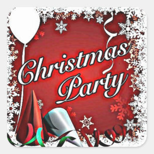 *CHRISTMAS STICKER* MIT *PARTY MERRY CHRISTMAS* QUADRATISCHER AUFKLEBER