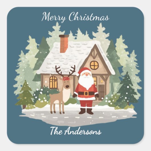 Christmas Stickers Personalized Santa and Reindeer (Vorderseite)