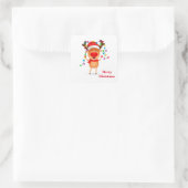 Christmas Stickers-Rudolph Quadratischer Aufkleber (Tasche)