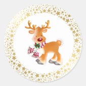 Christmas Stickers-Rudolph Runder Aufkleber (Vorderseite)