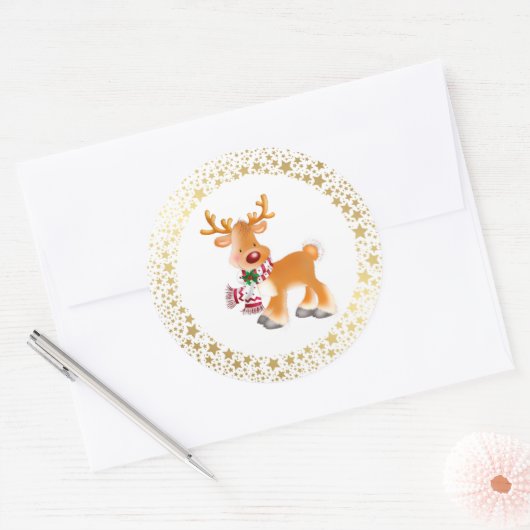 Christmas Stickers-Rudolph Runder Aufkleber (Umschlag)