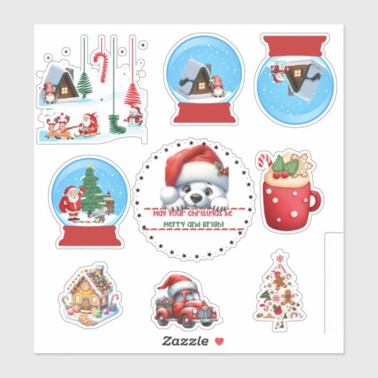 Christmas Stickers Snowglobe Aufkleber (Blatt)