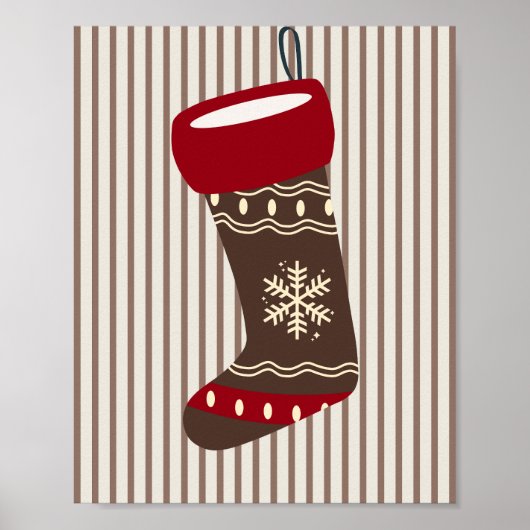Christmas Stocking Brown And Red Poster (Vorne)