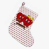 Christmas Stocking, Couple Red Hearts Love Großer Weihnachtsstrumpf (Vorderansicht (hängend))
