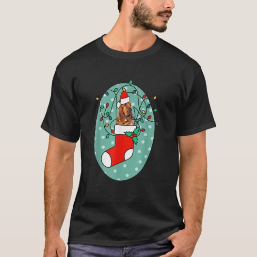 Christmas Stocking Dog Bloodhound T-Shirt (Vorderseite)