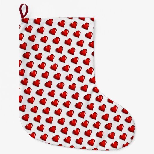 Christmas Stocking, Red Hearts Love Großer Weihnachtsstrumpf (Vorderseite)